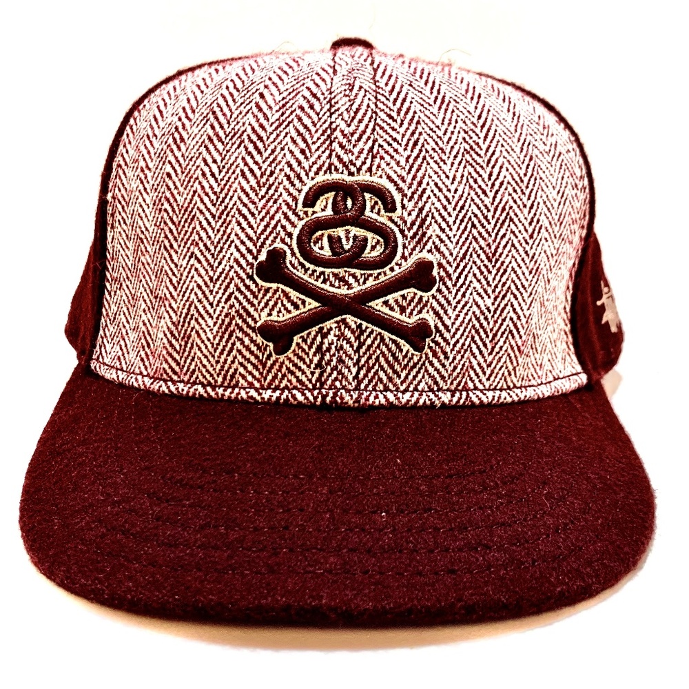 STUSSY wool blend Crossbone Snapback Hat 04'
